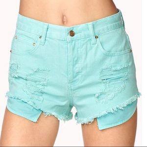 F21 Distressed High Waisted Shorts